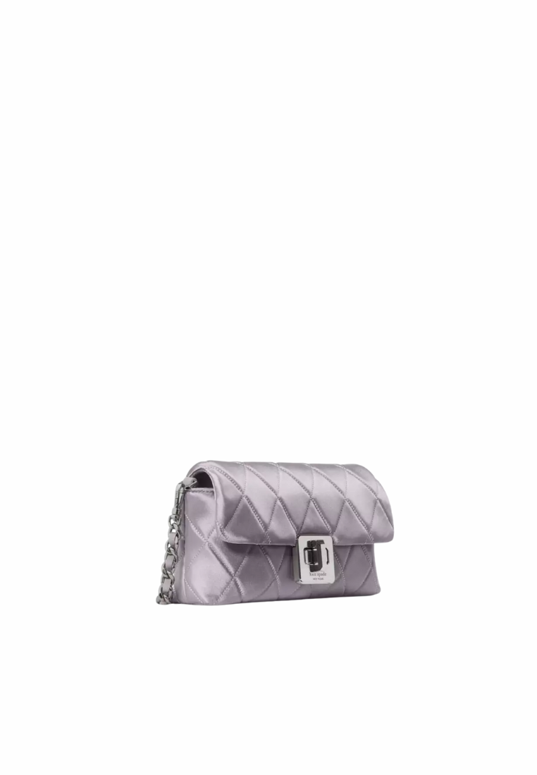 Kate Spade Carey Quilted Satin Mini Crossbody Bag In Gravel Grey KN186