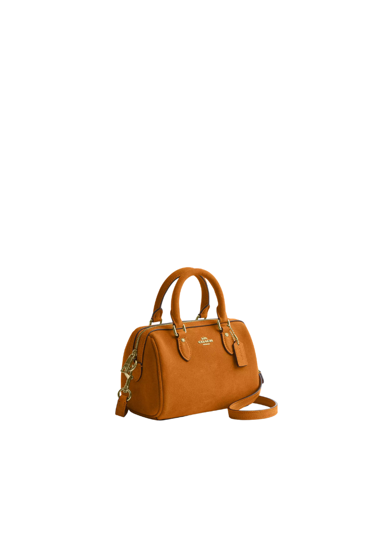 ( PREORDER ) Coach Mini Rowan Suede Crossbody Bag In Marigold CGE84