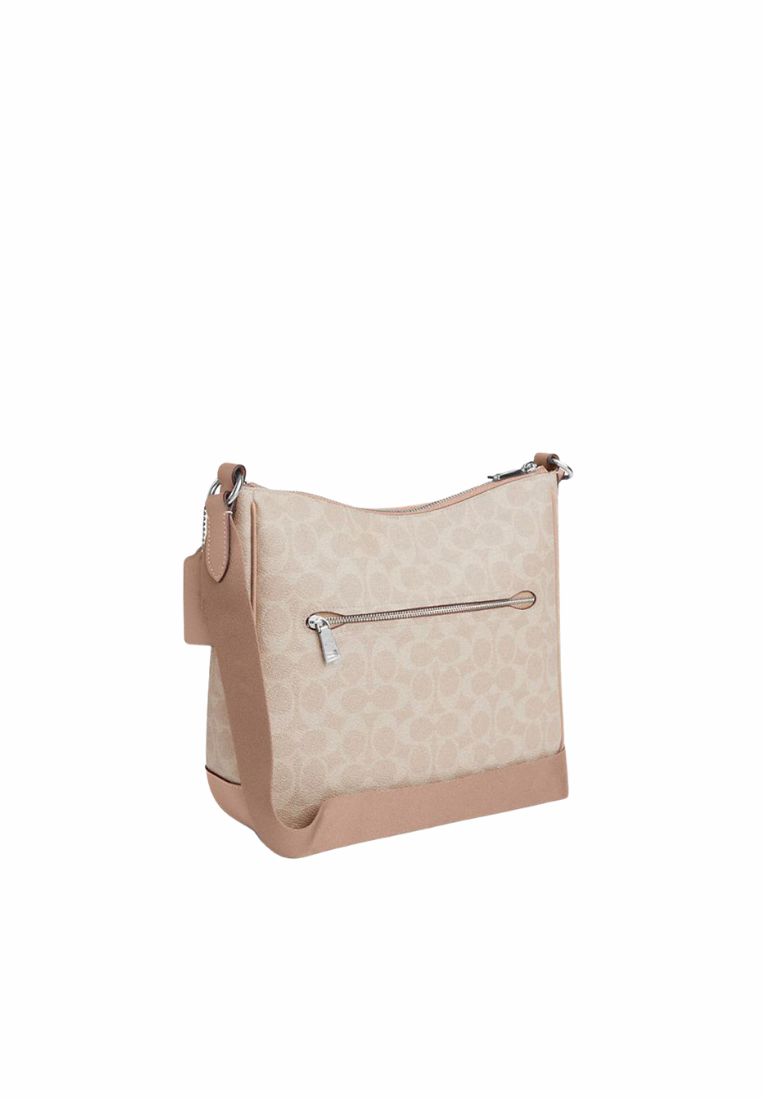 Coach Ellie File Bag Signature Canvas With Stripe In Sand Taupe CZ183