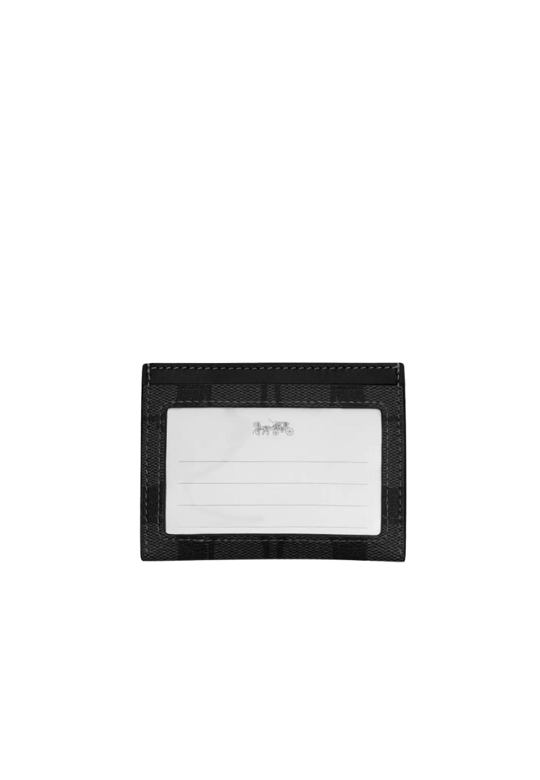 Coach Slim ID Card Case Signature Canvas In Charcoal Black CQ031