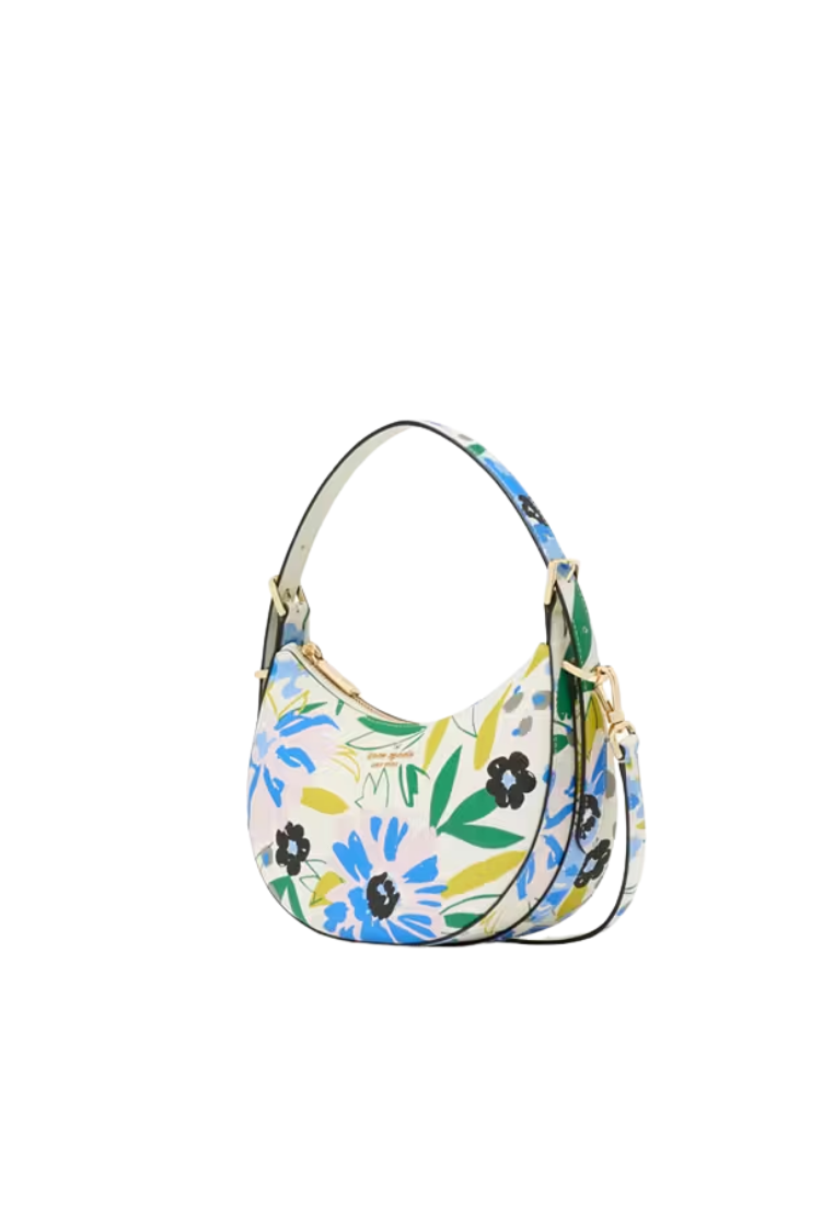Kate Spade Madison Floral Shoulder Bag Crescent In Cream Multi KK964