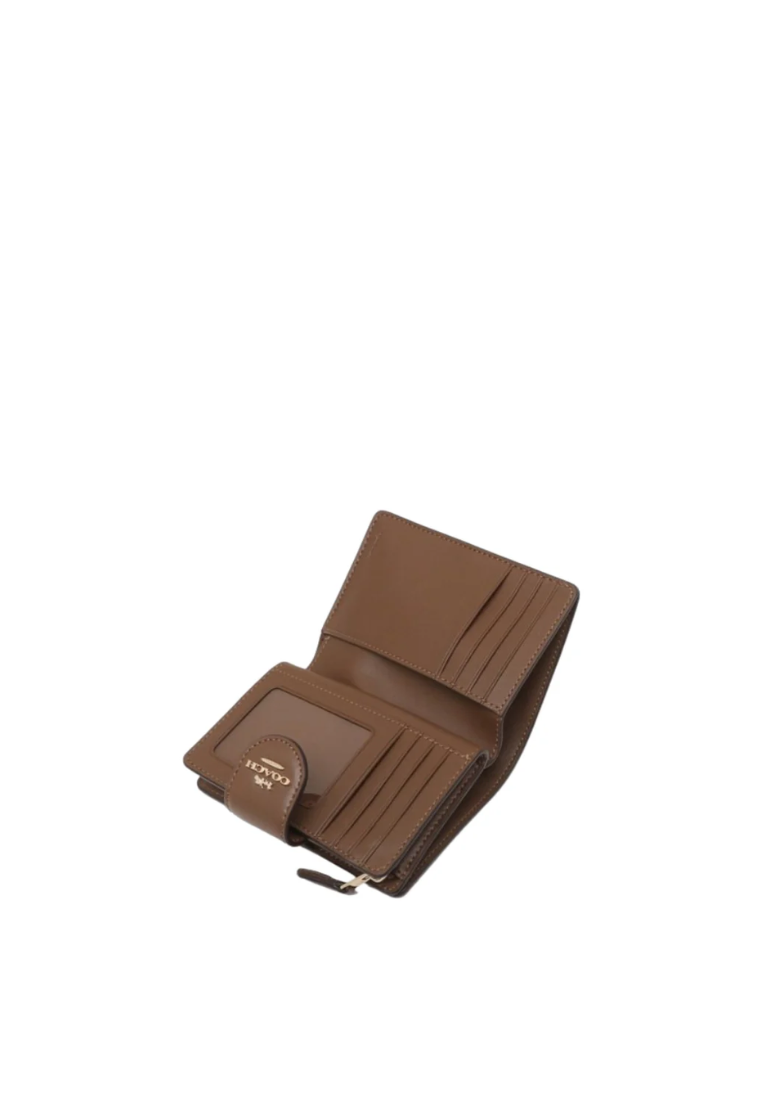 Coach Medium Signature C0082 Corner Zip Wallet In Khaki Saddle