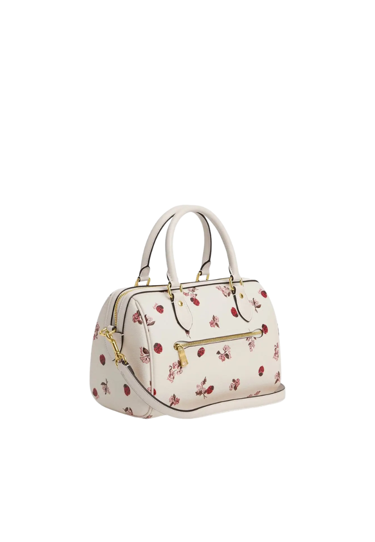 Coach Rowan Satchel Bag With Lady Bug Floral Print In Chalk Multi CU272