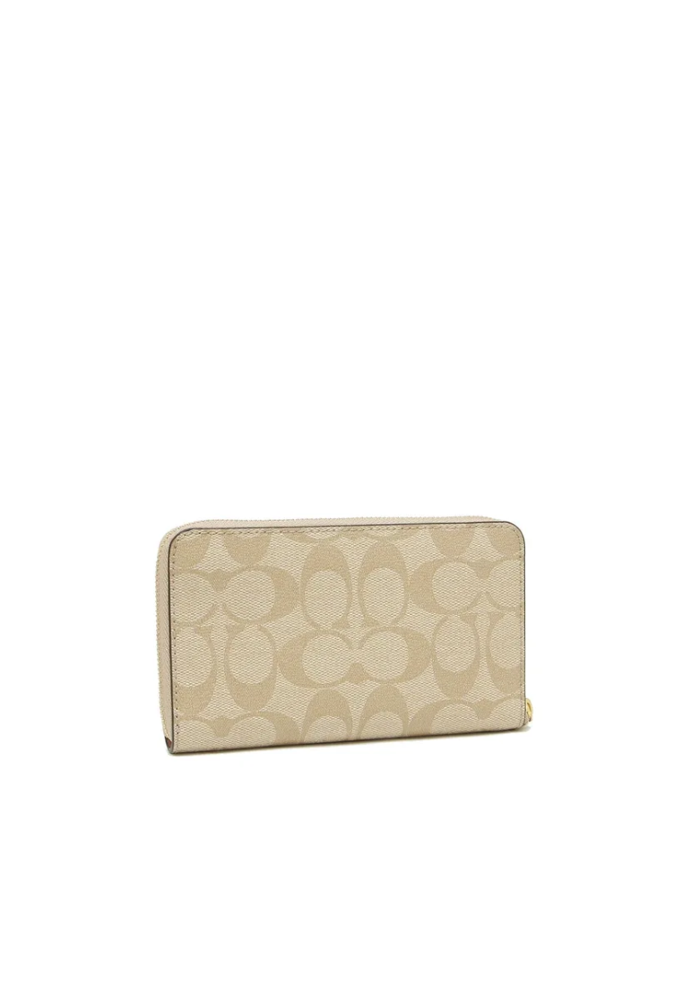 Coach Medium Signature 88913 Zip Around Wallet Light Khaki Chalk