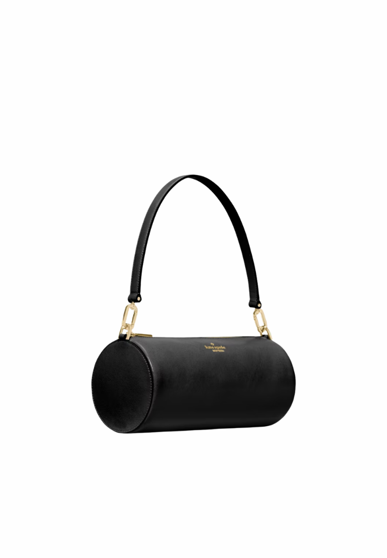 Kate Spade Roulette Glazed Leather Medium Shoulder Bag In Black KN202