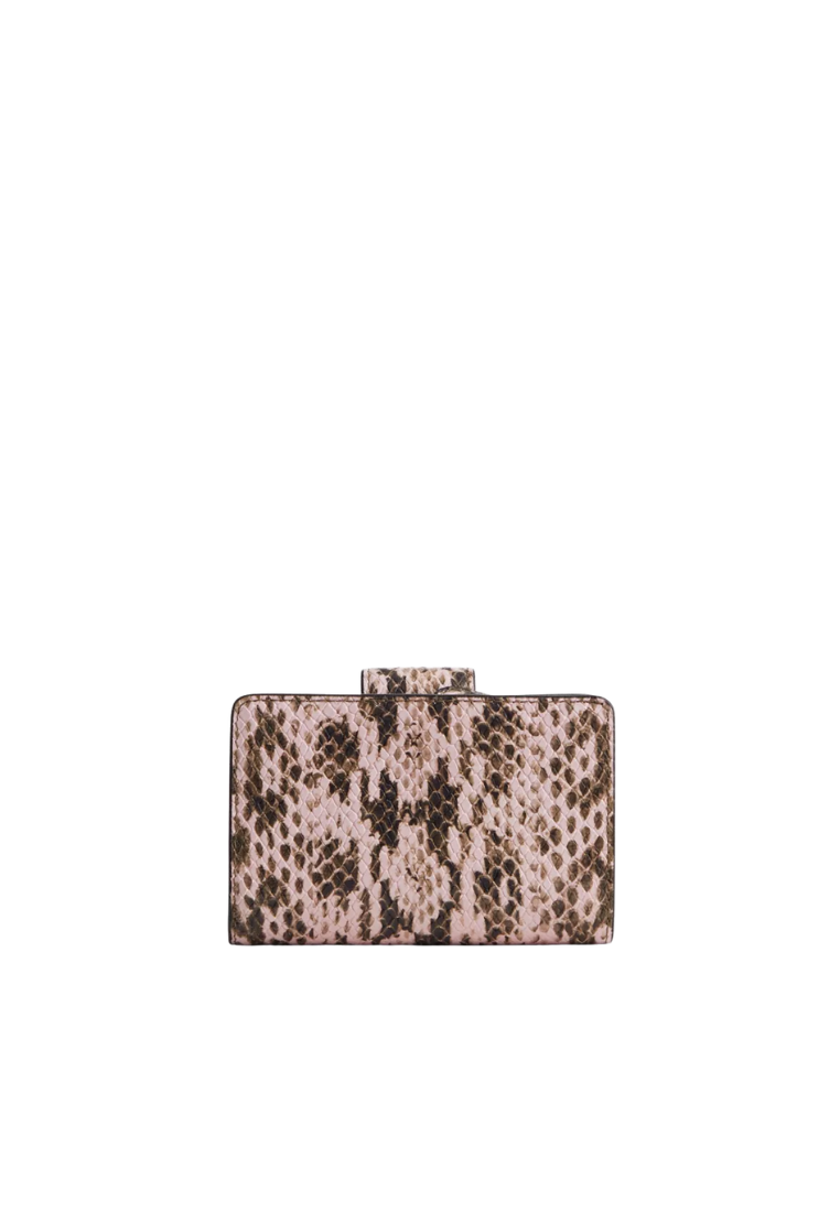 Coach Medium Snake-Embossed Leather Wallet Corner Zip In Pink CEL81