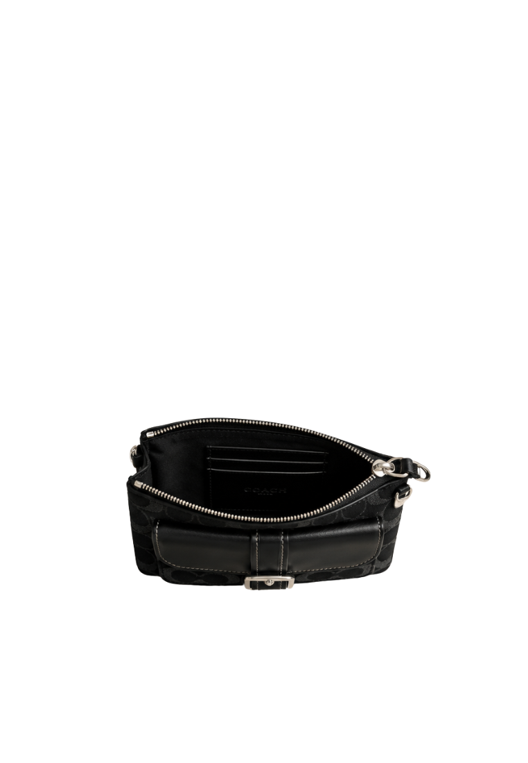 Coach Ashton Wristlet In Signature Jacquard Denim In Black CEF57