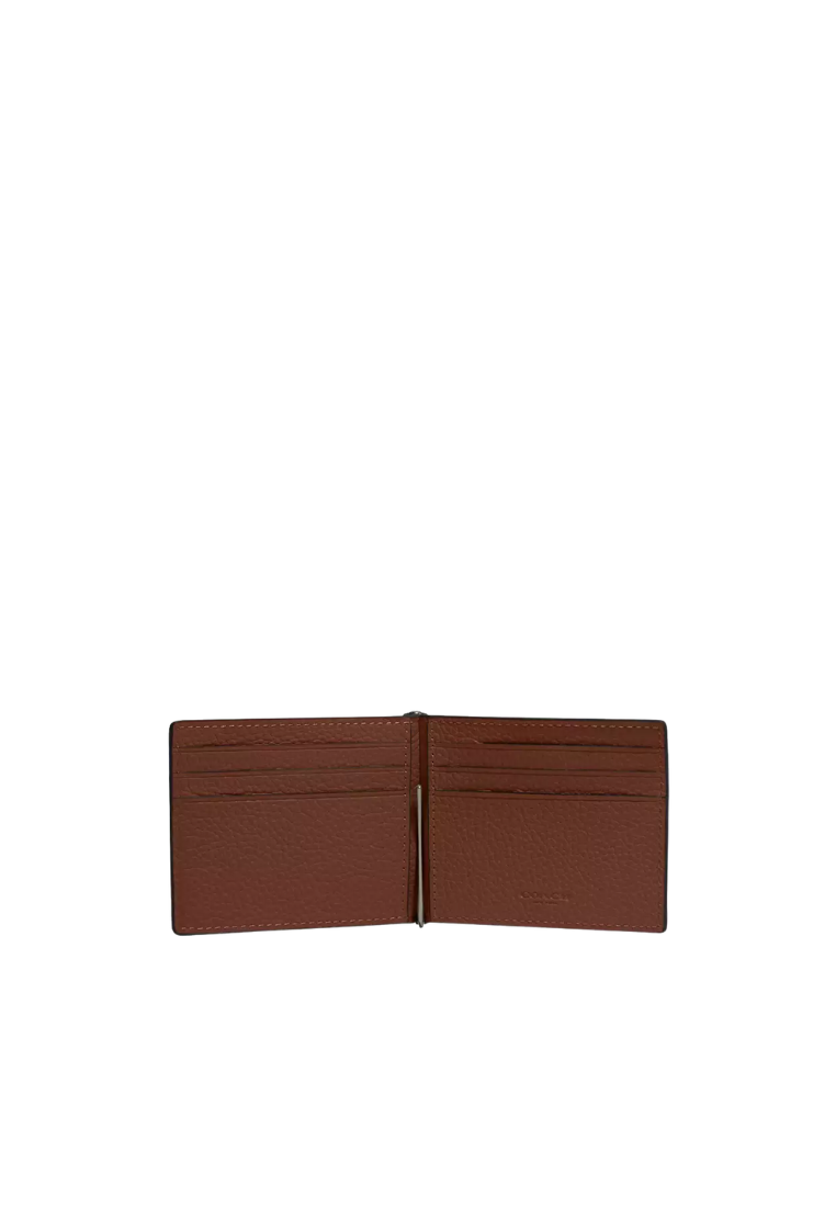 Coach Slim Billfold Wallet Money Clip In Saddle CH090
