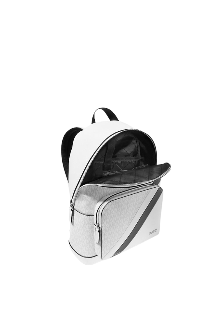 Michael Kors Cooper Logo and Stripped Backpack In White Black 37F3COLB2U