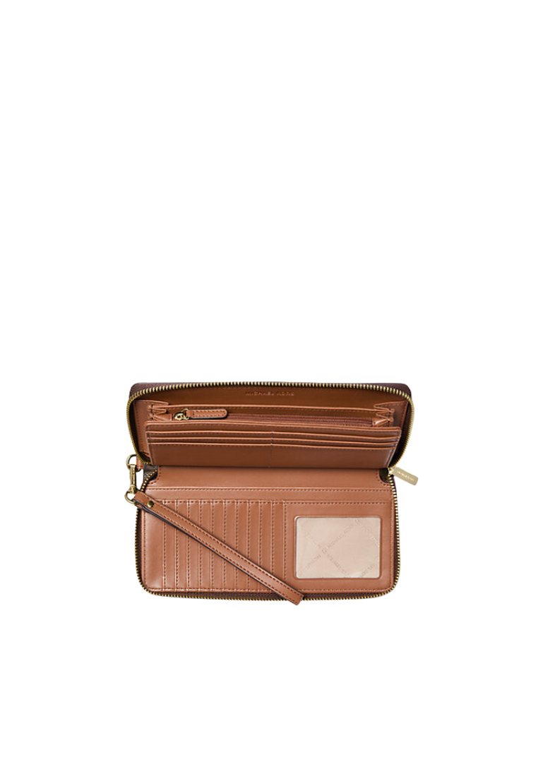 Michael Kors Jet Set Travel Large Signature Logo and Metallic Continental Wallet In Brown 35F4GTVE7B