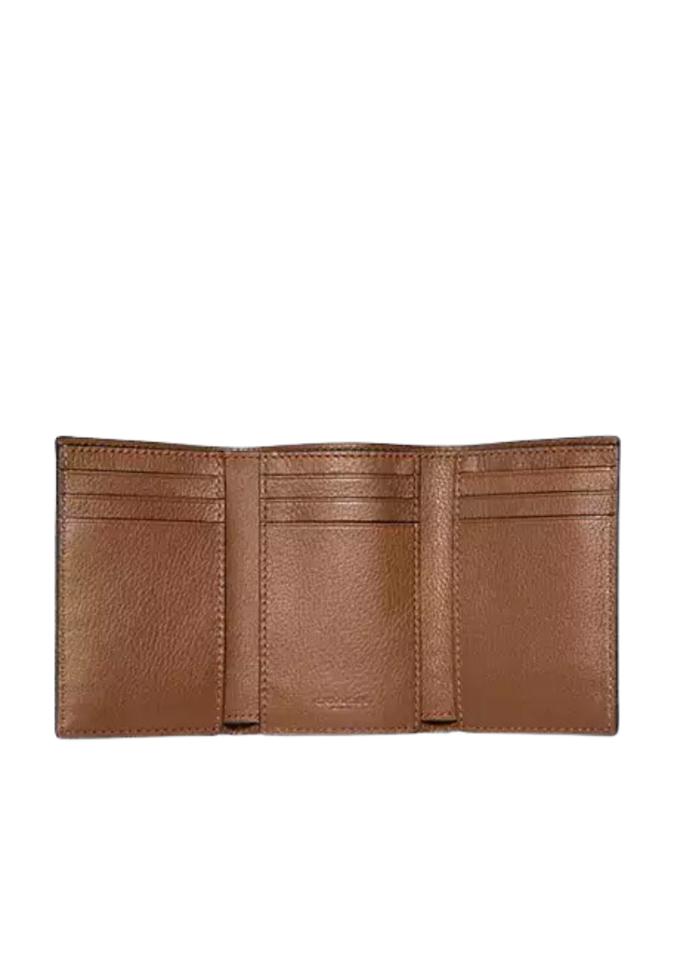 Coach Trifold Wallet Sportcalf Leather In Saddle 23845