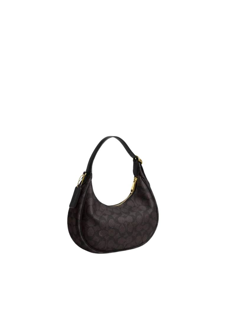 Coach Emily Shoulder Bag In Signature Canvas In Walnut Black CDX17