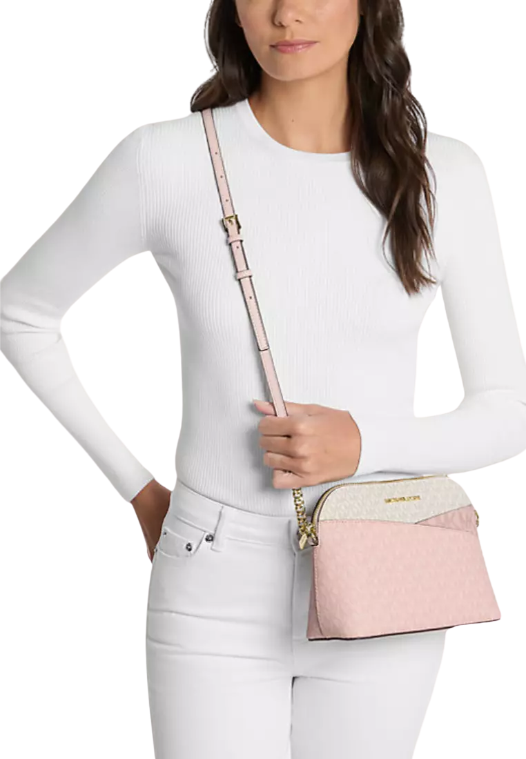 Michael Kors Jet Set Travel Medium Dome Color-Block Crossbody Bag In Powder Blush Multi 35S5GTVC6B