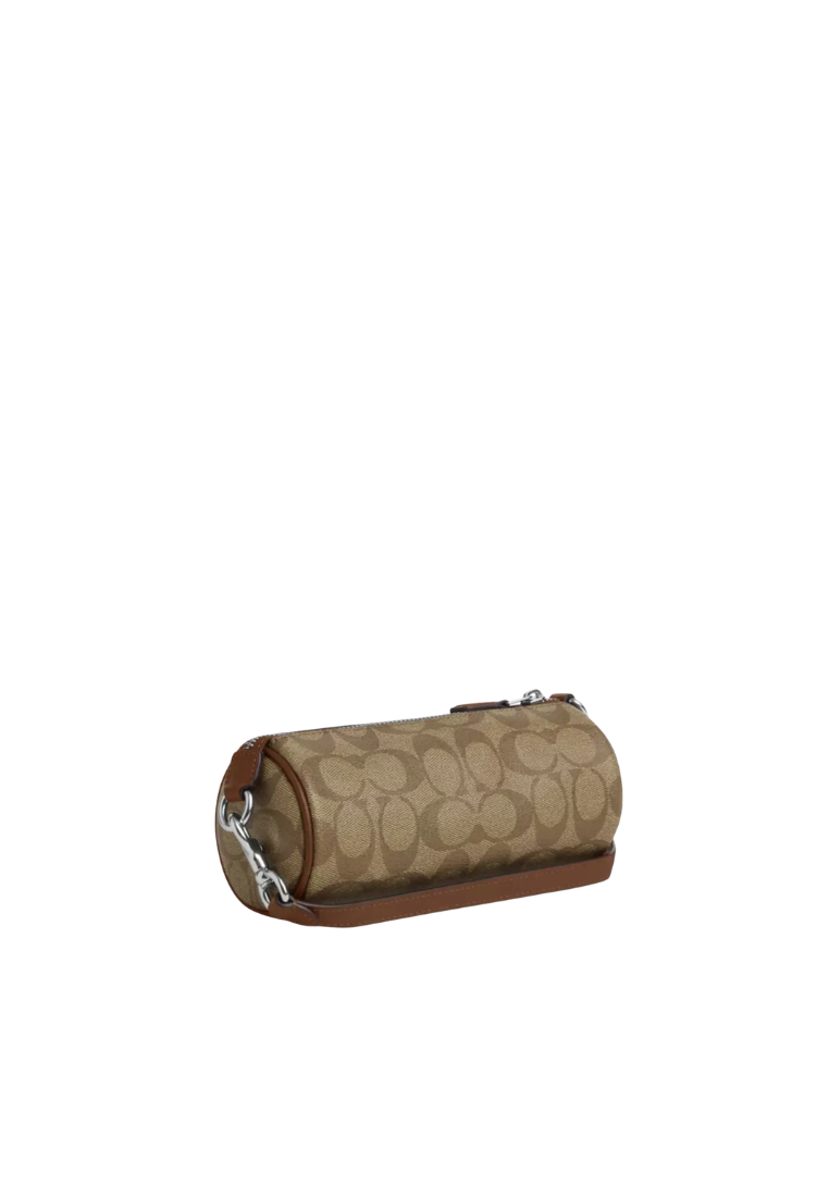 Coach Nolita Barrel Handbag In Signature Canvas In Khaki Saddle CP475