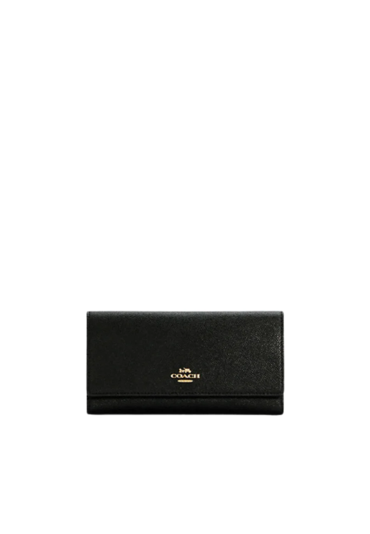 ( AS IS ) Coach Slim Crossgrain Leather C5578 Trifold Wallet In Black