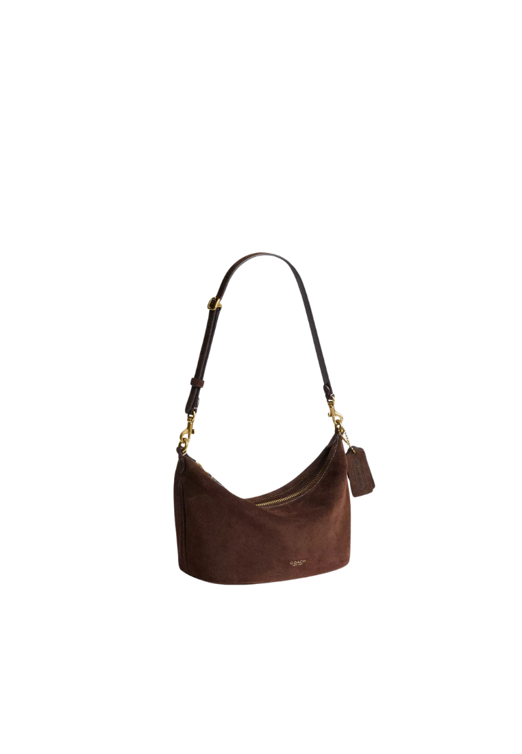 ( PREORDER ) Coach Demi Suede Shoulder Bag In Dark Chocolate CFT41