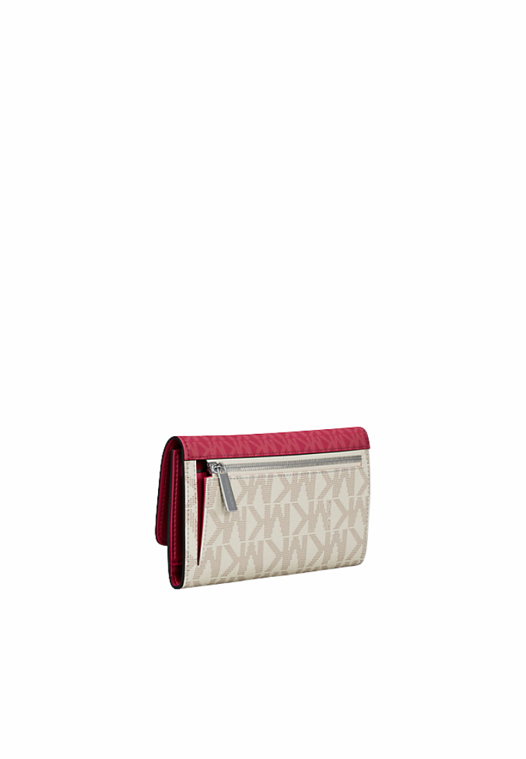 Michael Kors Jet Set Travel Signature Logo Tri-Fold Wallet In Dark Raspberry Multi 35S5STVF3B