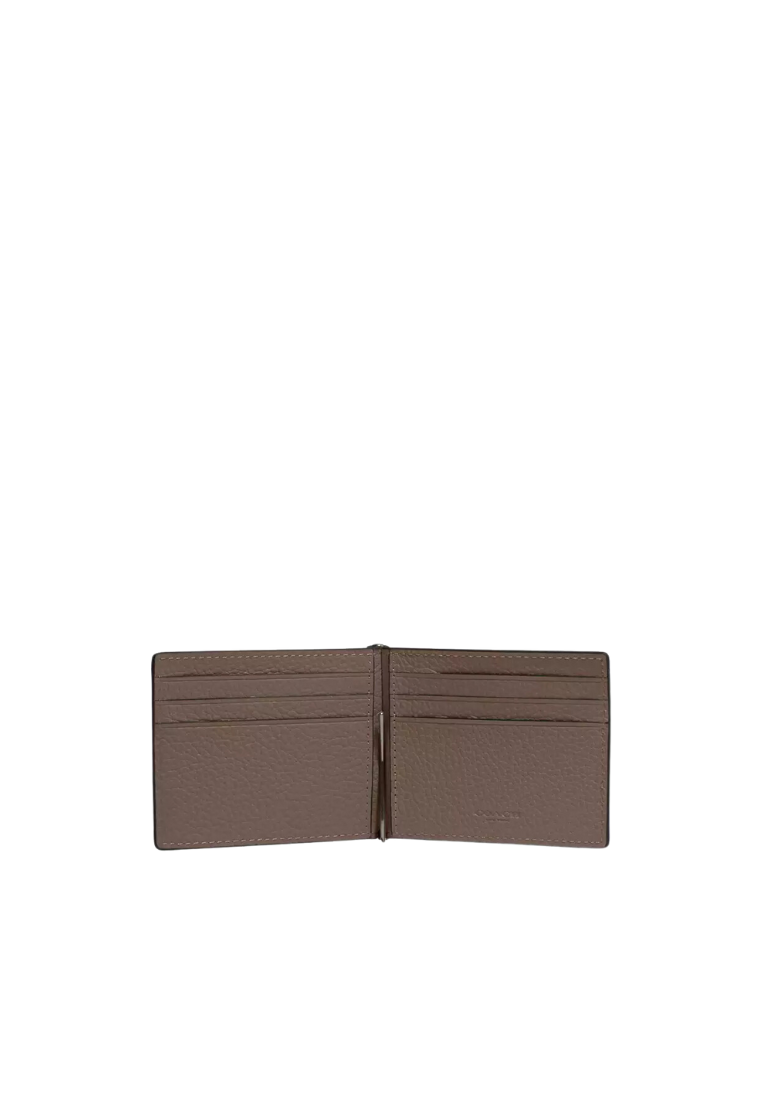 Coach Slim Wallet Money Clip Billfold In Dark Stone CH090