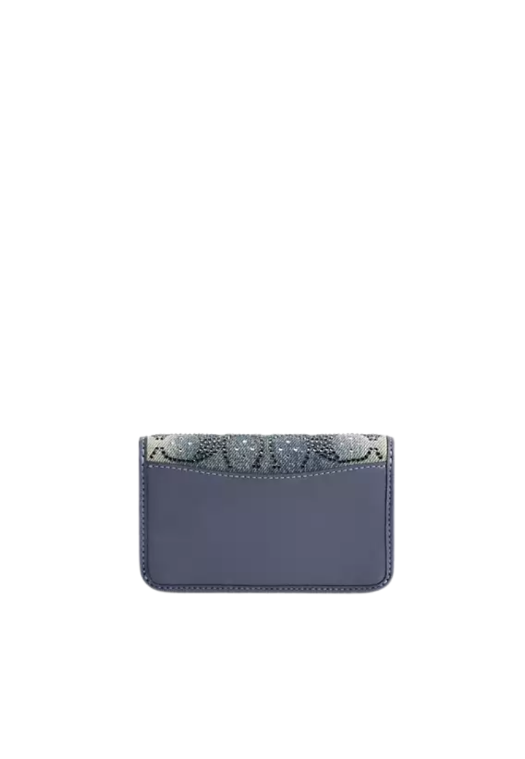 ( PREORDER ) Coach Essential Slim Regenerative Cotton Denim With Crystal Signature Card Case In Denim CER91