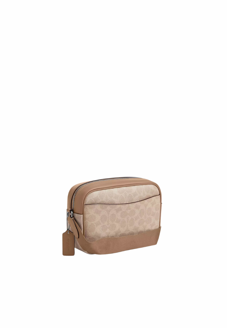 Coach Jamie Camera Bag Signature Canvas With Stripe In Sand Taupe CZ185