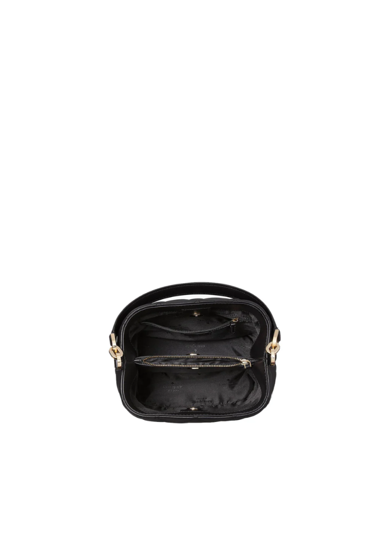 ( AS IS ) Kate Spade Carey Bucket Bag Smooth Quilted Leather In Black KA765