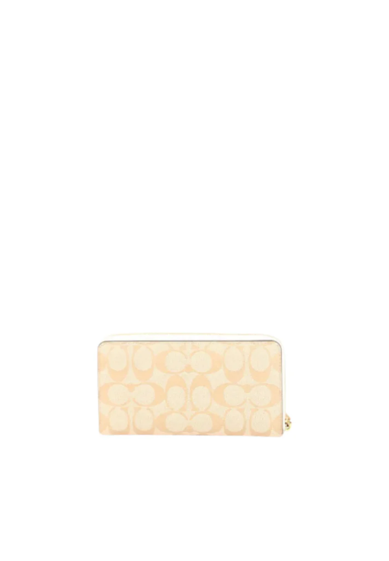 ( AS IS ) Coach Signature Long C4452 Zip Around Wallet In Light Khaki Chalk