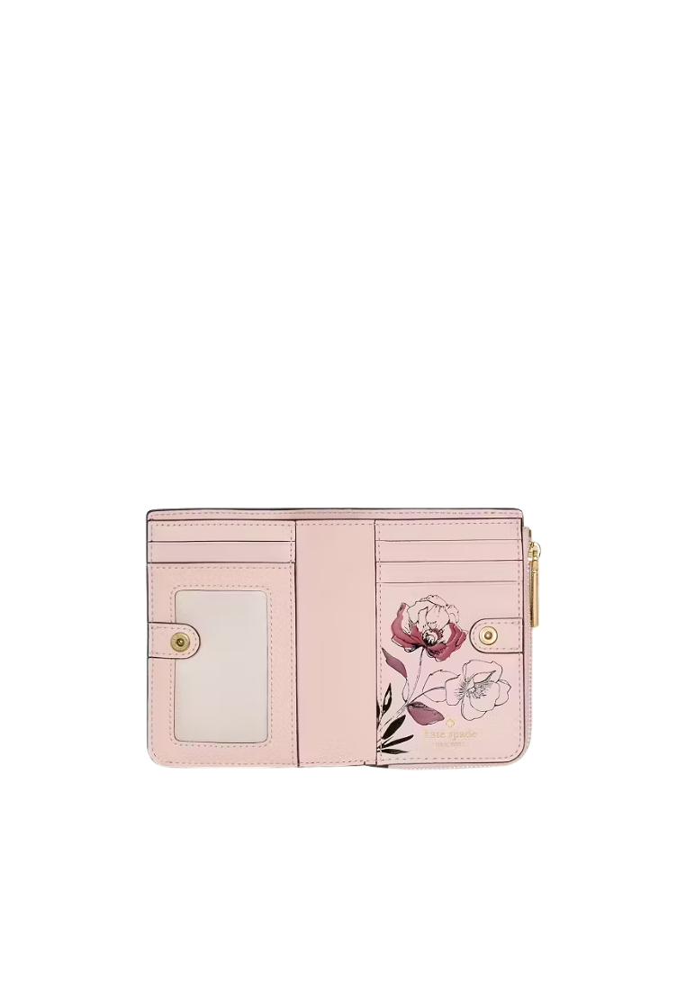 Kate Spade Floral Interior Small L-zip Wallet In Grenache KP325