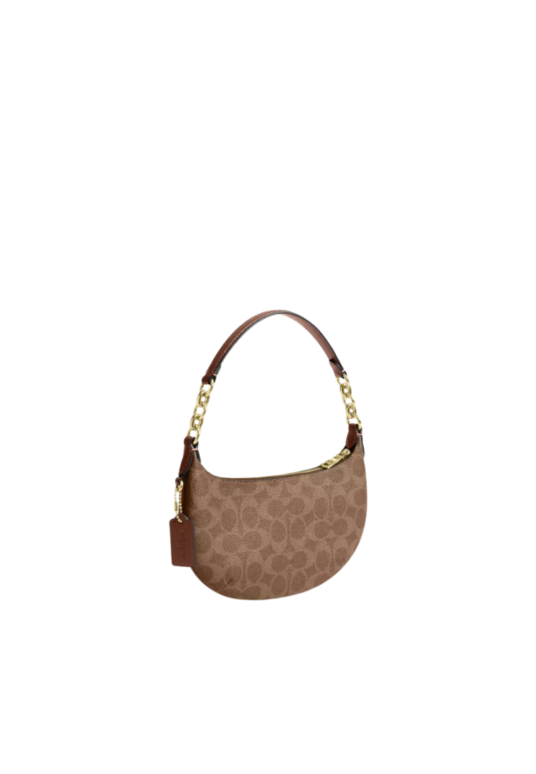 Coach Mini Payton Shoulder Bag In Signature Canvas In Tan Brown CEL06