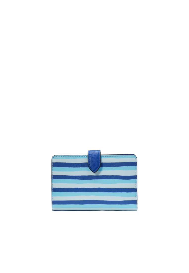 Kate Spade Schuyler Wave Stripe Medium Compact Bifold Wallet In Blue Multi KG677