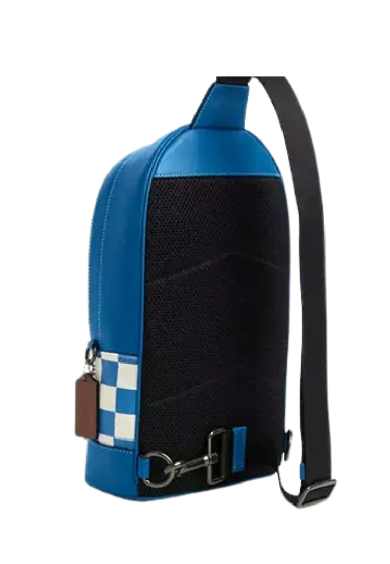 Coach West Pack With Checkerboard Print Crossbody Bag In Blue Jay Chalk CR294