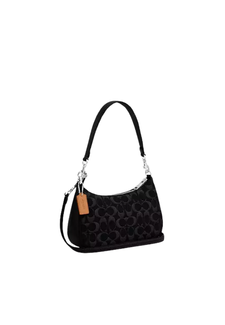 Coach Teri Shoulder Bag In Signature Denim In Black CDE43