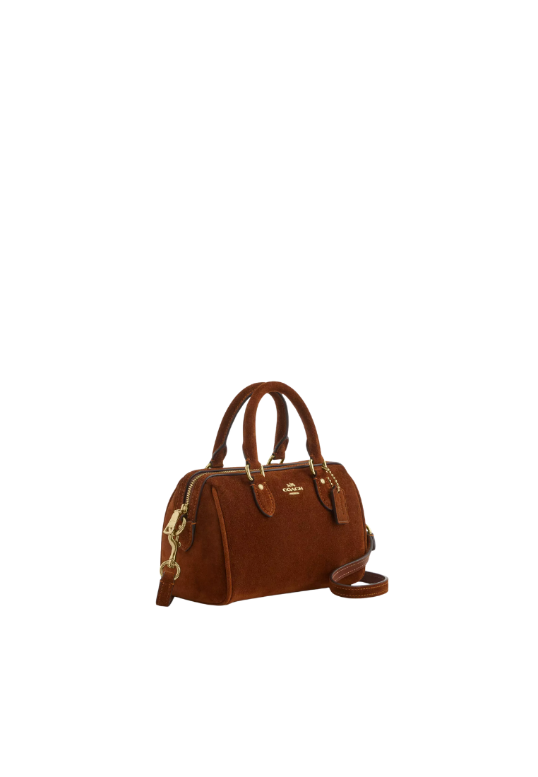 ( PREORDER ) Coach Mini Rowan Suede Crossbody Bag In Warm Brown CEQ65