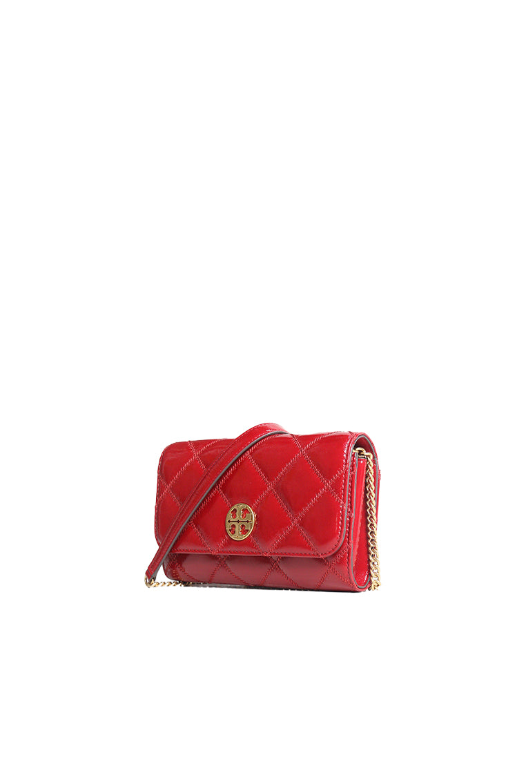 Tory Burch Willa Shine Chain Wallet In Berry 164057