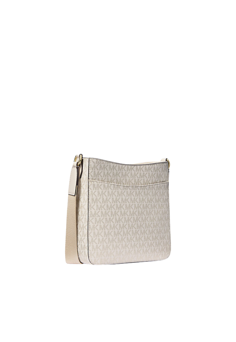 Michael Kors Jet Set Travel Small Signature Logo and Metallic Messenger Bag In Pale Gold 35F4GTVC5V
