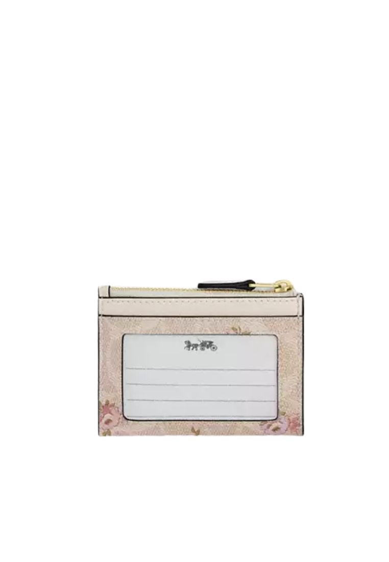 Coach Mini Skinny Id Signature Canvas With Floral Print Card Case In Sand Multi CAR16
