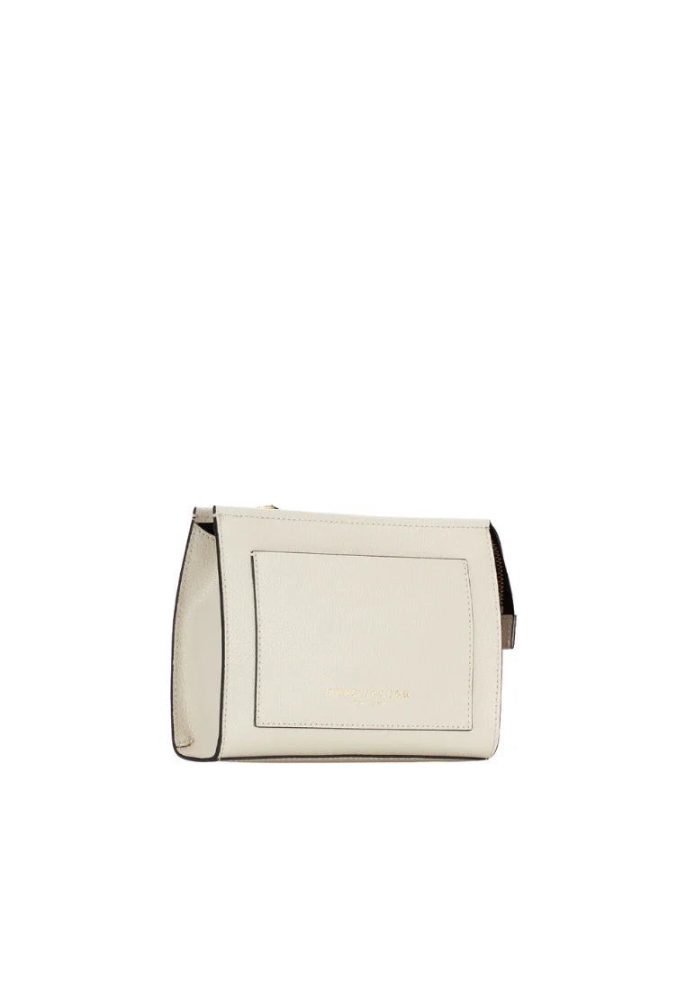 ( AS IS ) Marc Jacobs The Grind Cosmetic Bag Leather In Marshmallow S202L01PF22