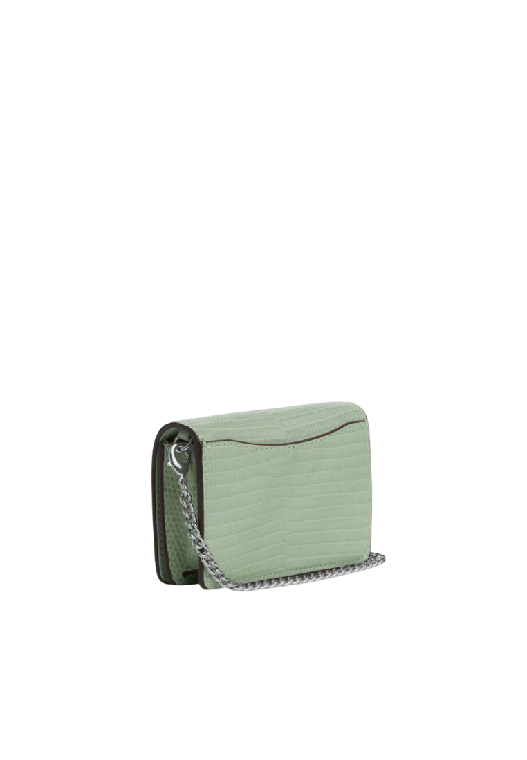 Coach Mini Wallet On Chain Embossed Leather In Pale Green CR372