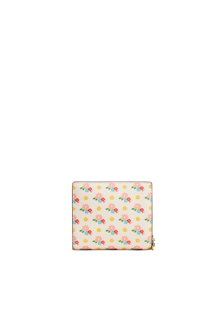 Coach Snap Wallet With Floral Print And Charm In Chalk Multi CFA24