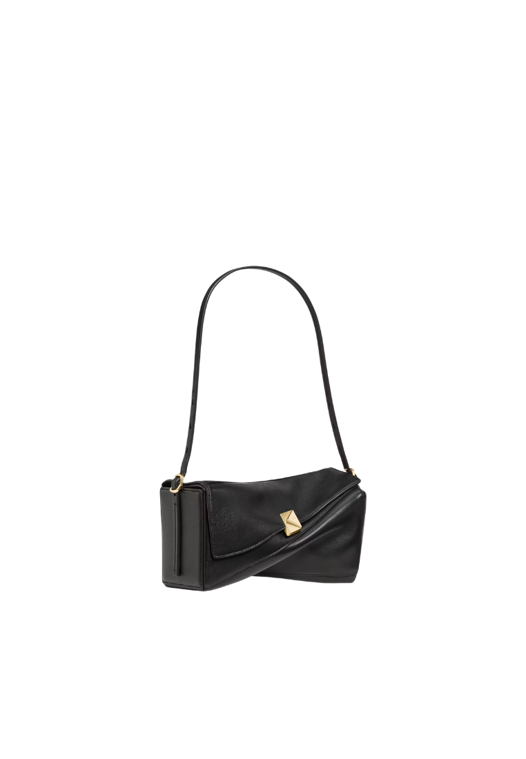 ( PREORDER ) Kate Spade Deco Twisted Flap Shoulder Bag In Black KP368