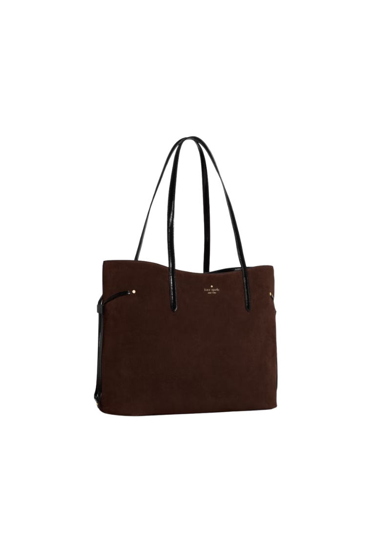 ( PREORDER ) Kate Spade Cleo Suede Tote Bag In Hot Fudge KP278