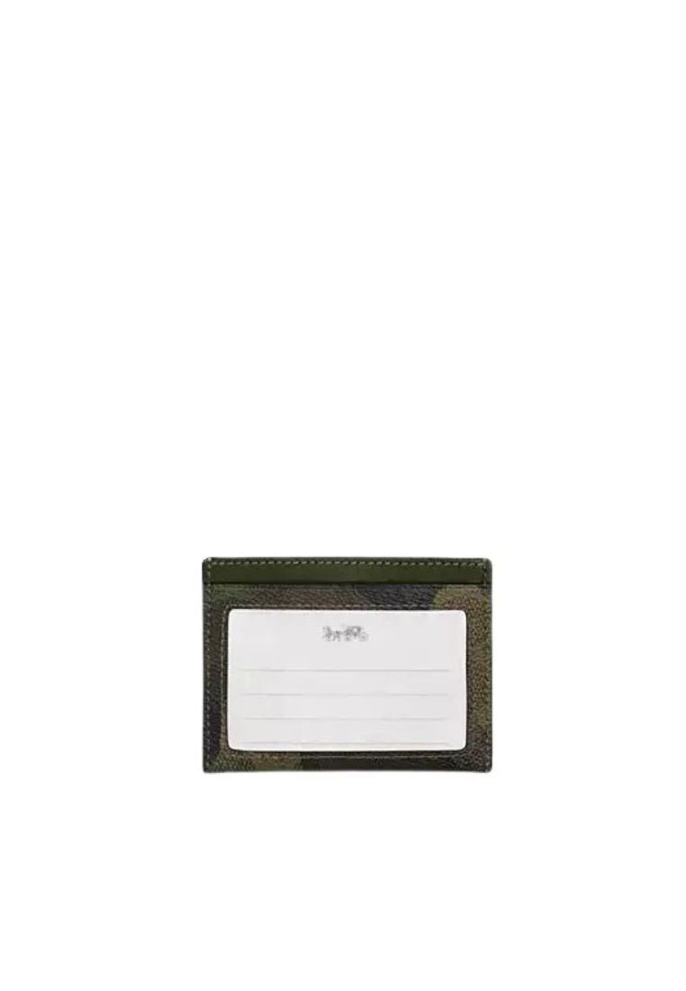 Coach Slim ID Card Case Signature Camo In Dark Shamrock Multi CY266