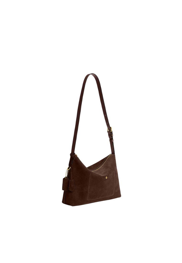 ( PREORDER ) Coach Mott 33 Suede Messenger Bag In Dark Chocolate CCW77