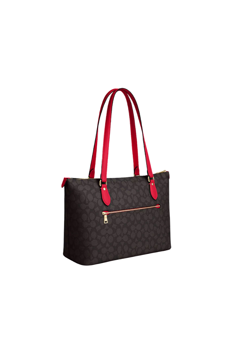 Coach Gallery Tote Bag In Walnut Bold Red CW381