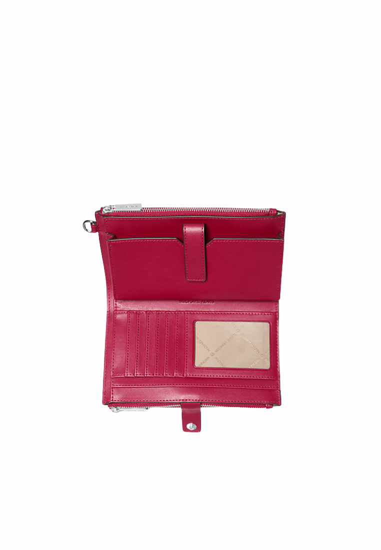 Michael Kors Jet Set Large Ombre Signature Logo Wallet In Dark Raspberry Multi 35F5STVW3B
