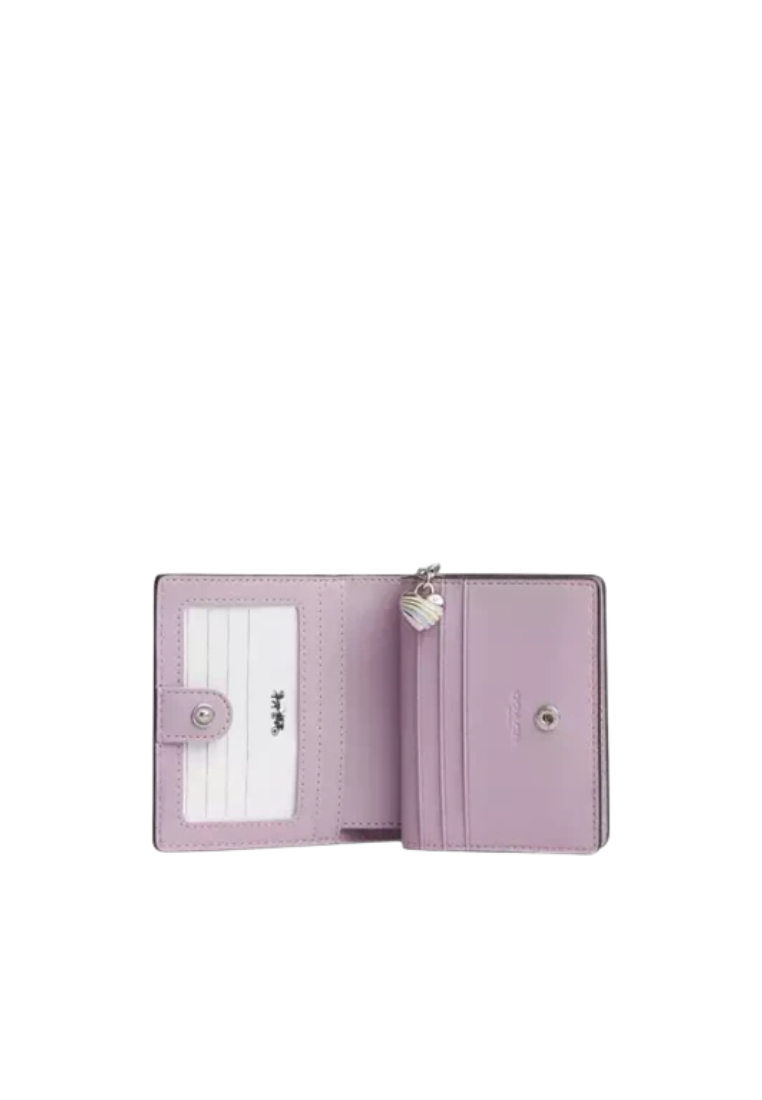 Coach Snap Wallet In Signature Leather With Heart Charm In Light Violet CDF21