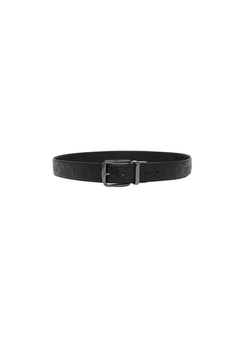 Coach Men Wide Harness F55157 Cut-To-Size Reversible Signature Leather Belt In Black