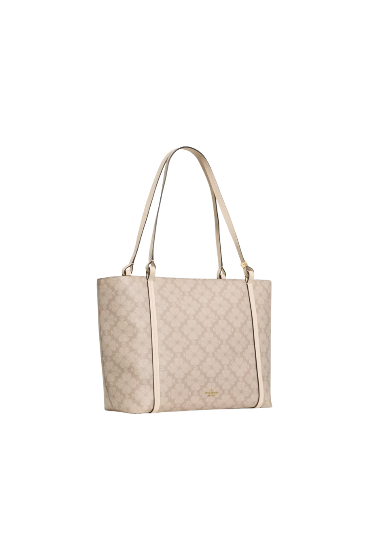 ( PREORDER ) Kate Spade Marlowe Spade Flower Coated Canvas Tote Bag In Dark Beige Moon Dust KP265
