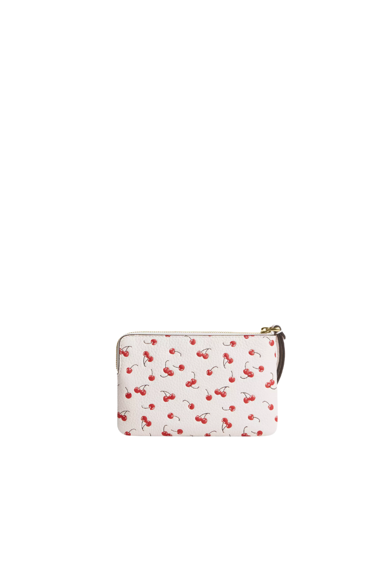 Coach Corner Zip Wristlet With Cherry Print In Chalk Multi CEX82