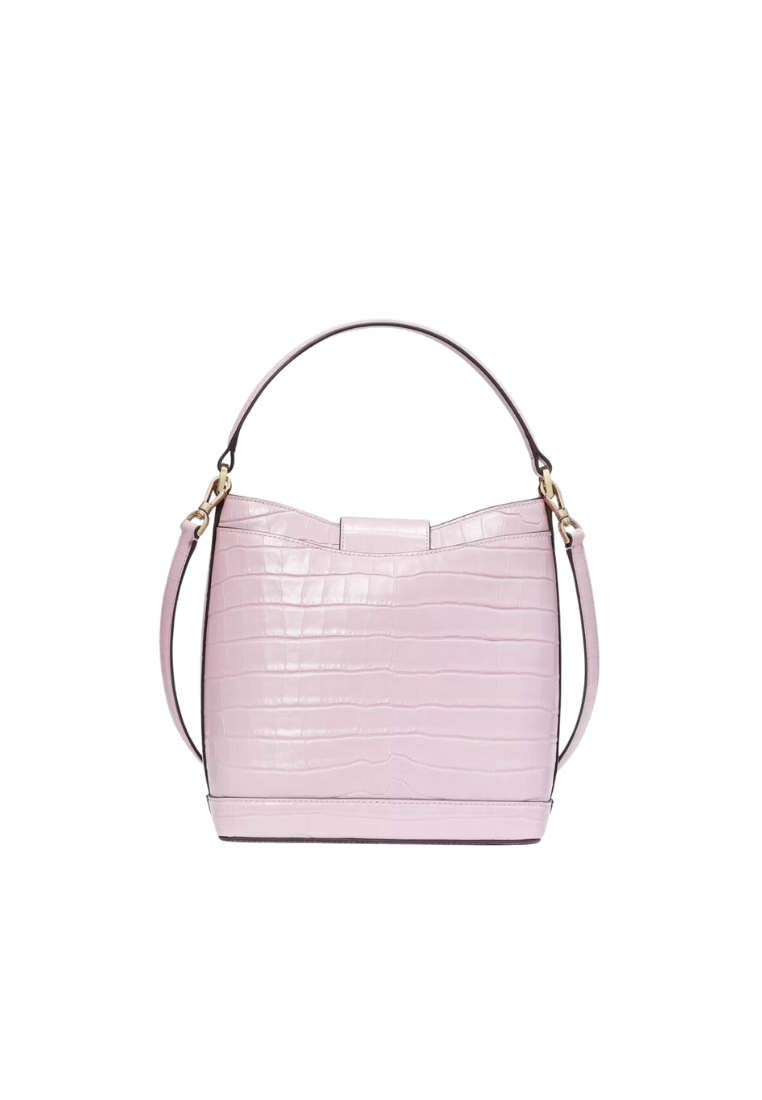 Kate Spade Reegan Croc Embossed Bucket Bag In Quartz Pink KE621