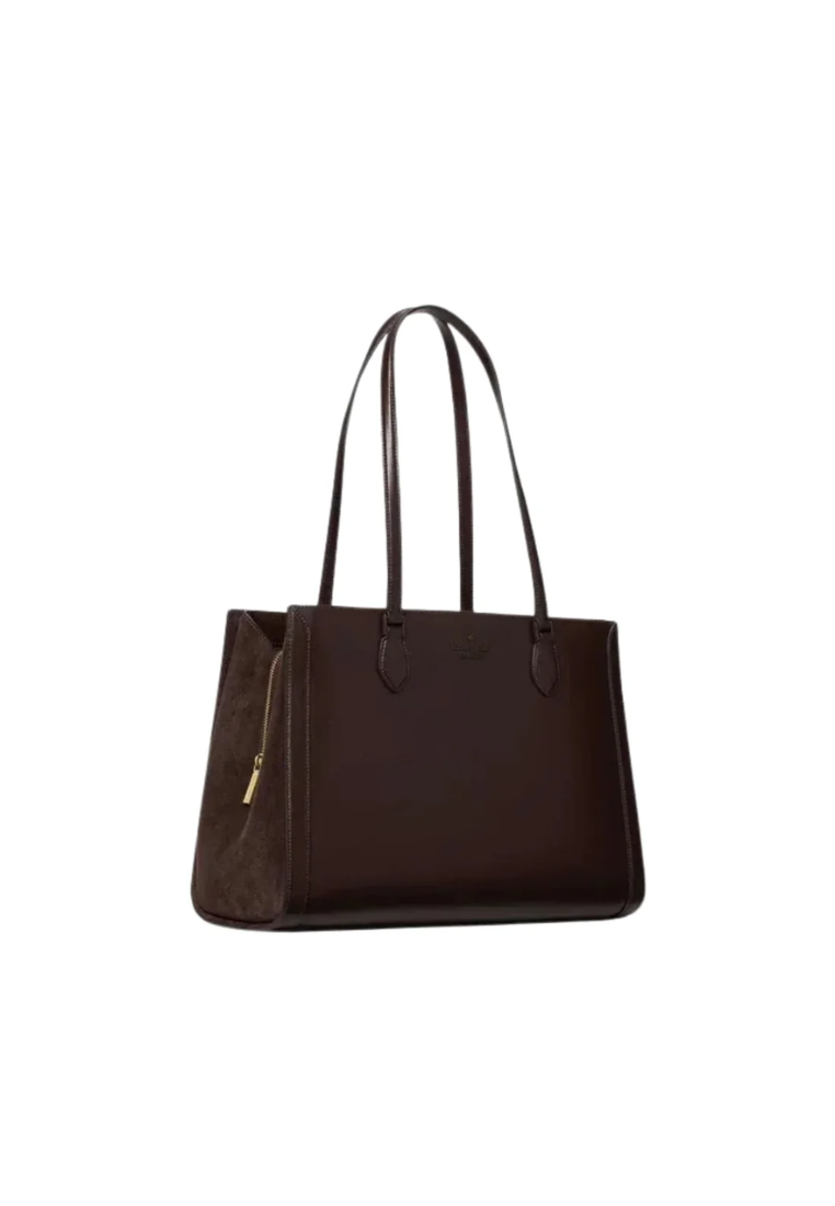 Kate Spade Madison Suede Large Laptop Tote Bag In Hot Fudge KM661